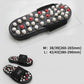 Black massage flip-flop showing acupoint stud pattern with white and red domes