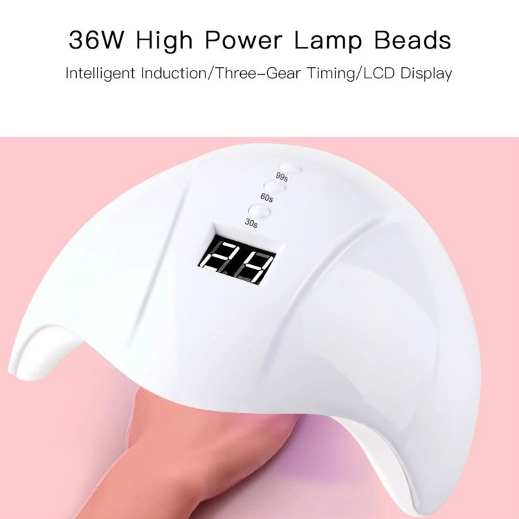 White UV LED nail lamp with LCD display and timer controls