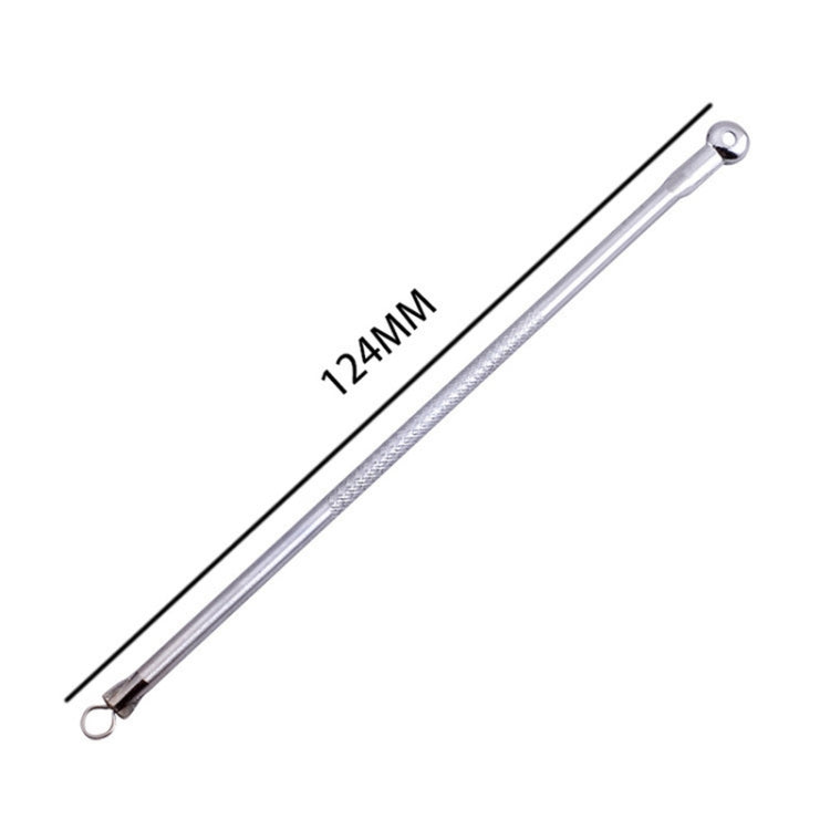 Stainless steel acne needle tool with pointed tip, loop end, 124mm length