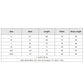 Size chart table with bust, length, waist, and strap length measurements