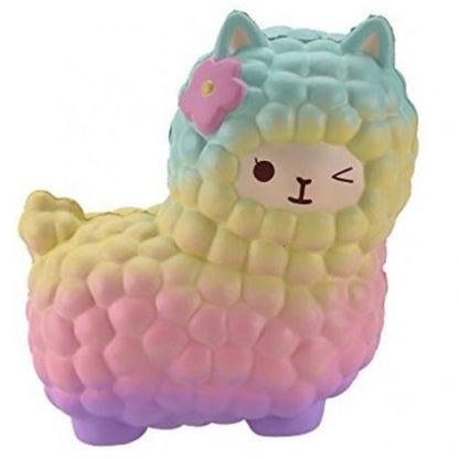 Mini animal squeeze toy cat-bear in pastel rainbow, bubbled texture, front view