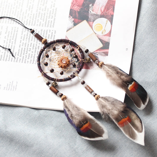 Retro Single Ring Feather Dream Catcher Hanging Window Decoration, MS0193