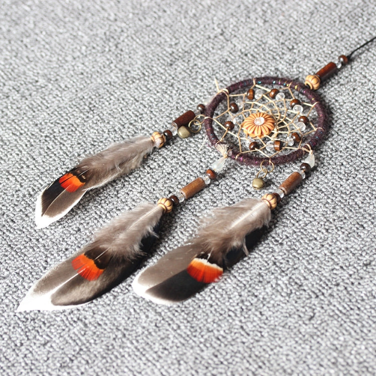 Retro Single Ring Feather Dream Catcher Hanging Window Decoration, MS0193