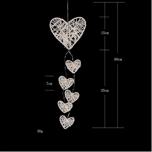 Creative Rattan Love Heart Bell Room Ornaments, MS0033