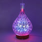 Teardrop LED aroma humidifier with purple and pink fireworks light and wood base