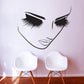 Makeup face wall decal set with black eyelashes, brows, and lips