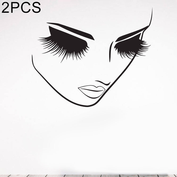 Makeup wall sticker set, 2 pcs: black eyelashes and lips motif