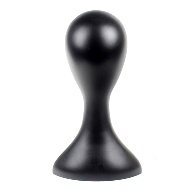Black plastic mannequin head display stand, 3/4 front angle