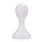 White plastic mannequin head display stand, front view