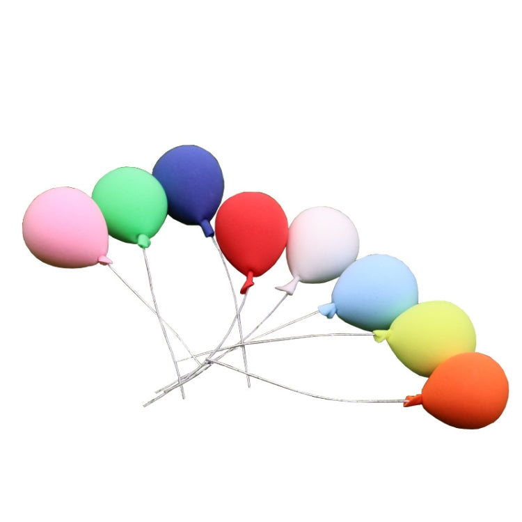 Set of 8 mini balloon decorations with colorful balloons on silver wire stems