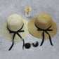 Grass Woven Wide-brimmed Foldable Hat Beach Sun Hat with bow for Women