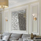 Gold wall lamps with crystal shades and circular wall plates