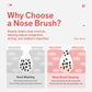 Nose brush cleaning concept graphic showing before-and-after dirt and pores