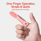 Silicone one-finger face cleansing brush with circular bristle head, pink handle
