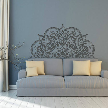 White mandala-style PVC wall sticker with ornate circular pattern