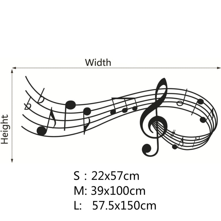 Music note wall decal size S: 22x57cm, treble clef with staff lines