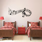 Removable black music notes wall decal with treble clef and staff lines