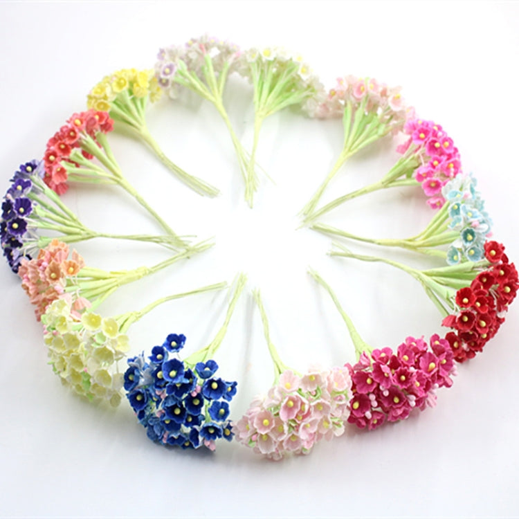 Round wreath of colorful flocked plum blossom mini flower stems