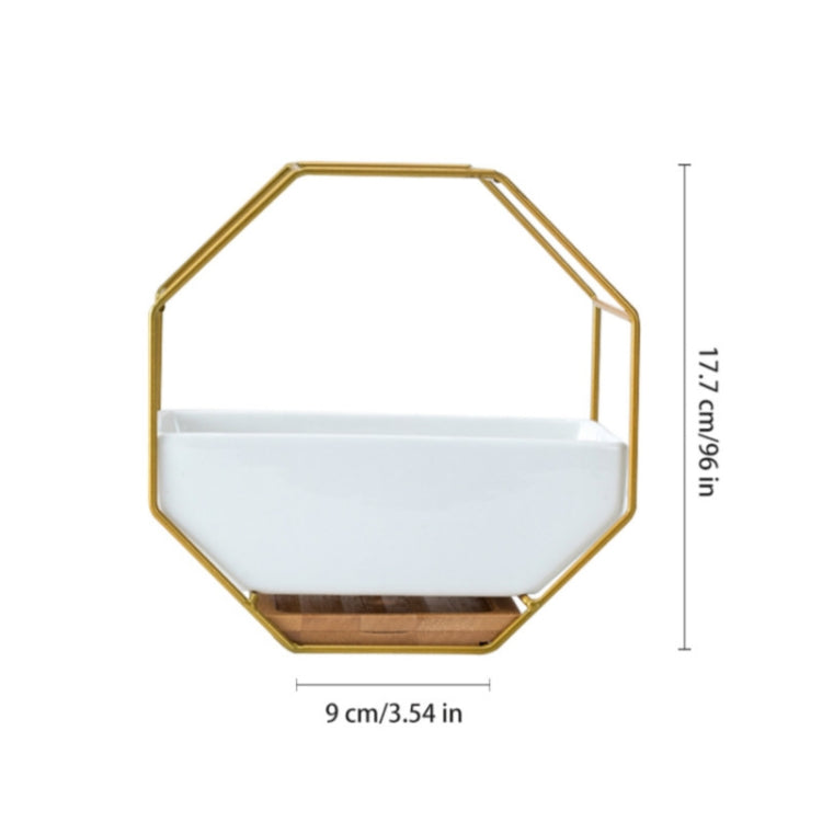 Simple Octagonal Geometric Wall Hanging Table Succulent Platter Bamboo Support Iron Frame Flower Pot