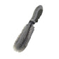 Car wheel cleaning brush with gray bristle head and ribbed black handle, angled view