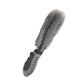 Car wheel cleaning brush with dense gray bristles and black ribbed grip