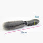 Car wheel cleaning brush with gray bristles and ribbed black handle; 26cm shown