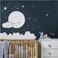 White moon and cloud wall sticker with small star pattern for children room