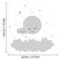 Moon, cloud, and stars wall sticker with size guide 62cm x 157cm