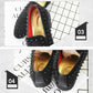 Black pointed-toe rhinestone flats with red inner lining and gold footbed