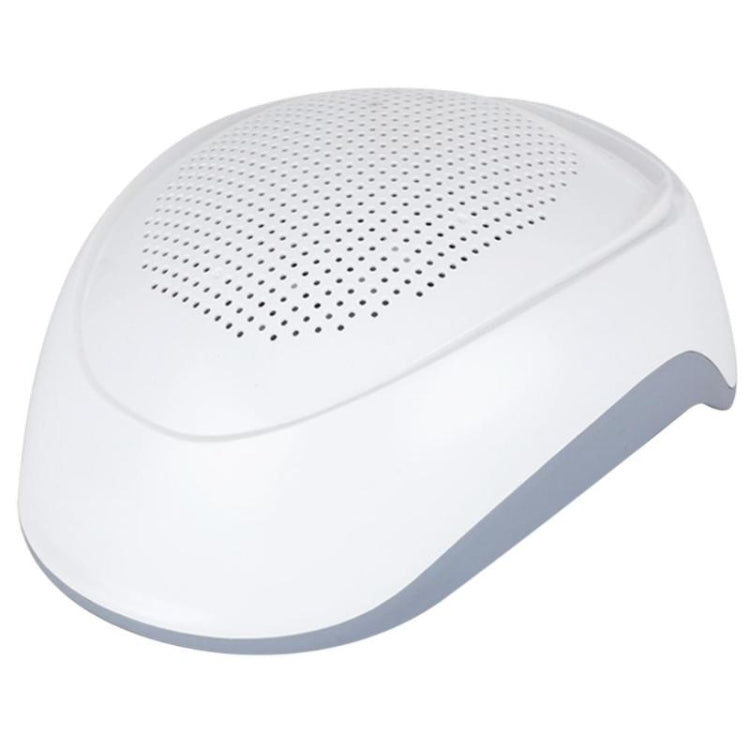 White laser hair growth helmet with gray side base and perforated top vents