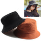 Cotton double-sided fisherman hat, black and rust orange, wide brim with stitched texture