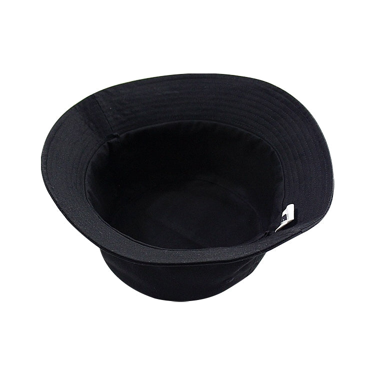 Black cotton fisherman hat with inner lining and stitched brim edge