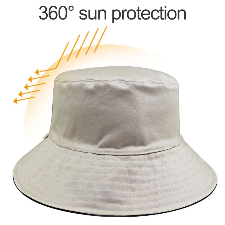 Light gray cotton fisherman hat with wide brim for sun coverage