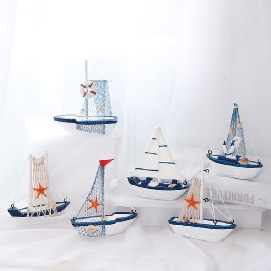 Vintage Wooden Canvas Boat Model Decoration Home room Decoration, White Boat, Lifebuoy  Boat, Red Flag  Boat, Canvas  Boat, White Fishing Net Boat, Sea Anchor Boat