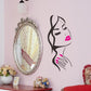 Beauty portrait wall sticker, black cat-girl silhouette with red lips and red nail designs