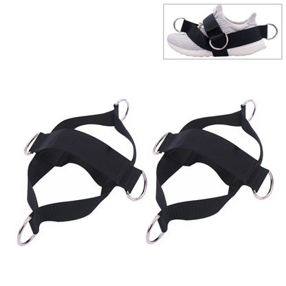 Black shoe cover pull-rope straps with metal rings, adjustable loops