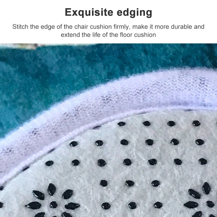 Stitched border detail on marine-pattern toilet mat with white fleece texture