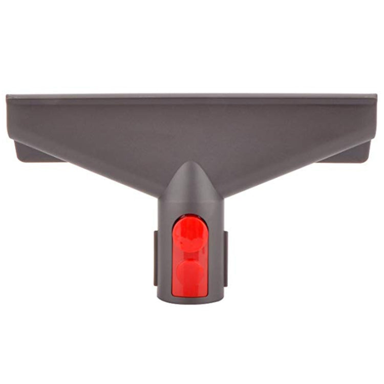 Gray vacuum mattress suction head with red indicator window, front view