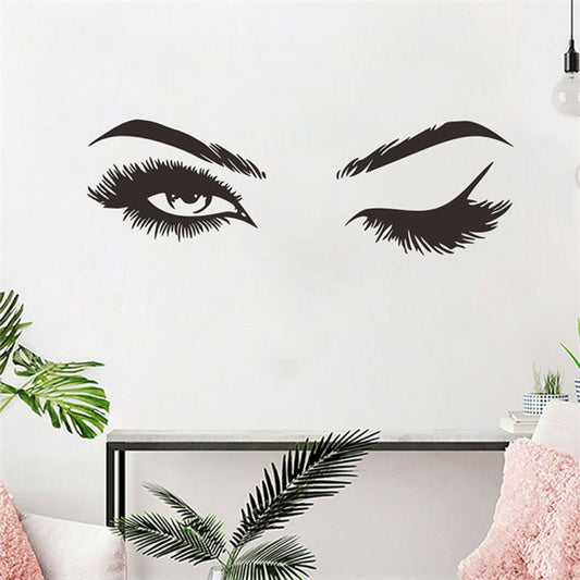 2 PCS/Set Makeup Shop Beauty Studio Decoration Personality Eyebrow Wall Sticker, 57x19cm, 125x40cm