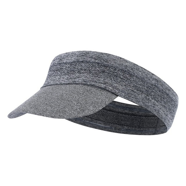 Gray heather foldable sun visor cap with dark inner panel at the brim