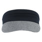 Gray heather sun visor cap with navy top band and curved front brim