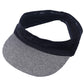Gray heather sun visor cap with navy neck flap and dark inner band