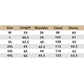 Jacket size chart showing M to 4XL length, shoulder, chest, and sleeve