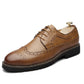 Men's brogue oxford dress shoes, tan brown, lace-up with wingtip perforations