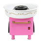 Pink retro cotton candy machine with white bowl, black heater top, and side gold handle.