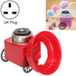 Red cotton candy trolley machine with UK plug and wide front spinning head