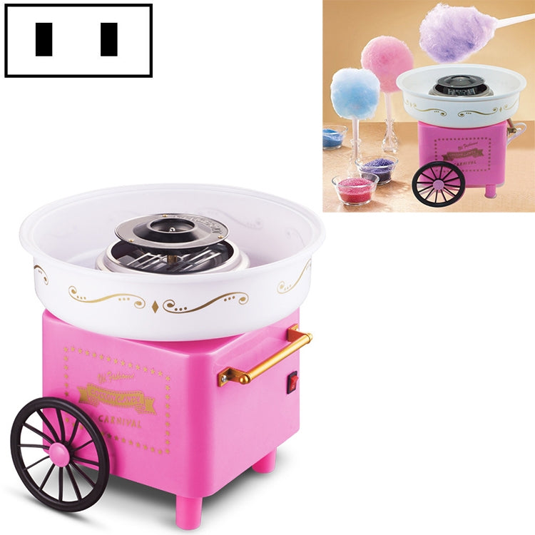 Pink cotton candy trolley machine with top bowl and gold side crank