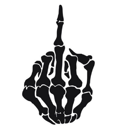 Black hand gesture car sticker with raised middle finger design
