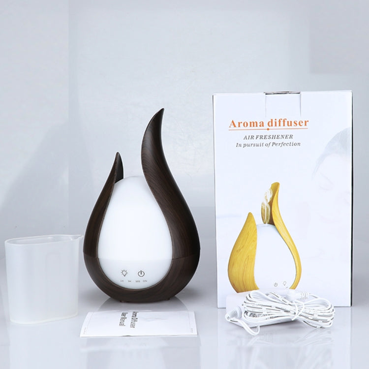 Dark brown teardrop aroma diffuser with white LED buttons