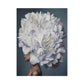 Frameless canvas wall art close-up of woman with white flower headpiece
